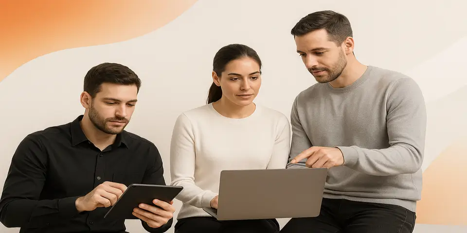 Team discussing SEO strategies for entertainment businesses.