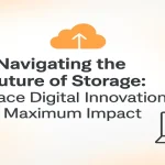 Digital storage innovation concept with cloud and data icons