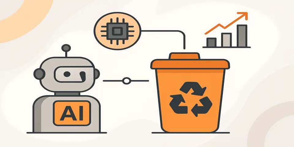 Abstract visualization of AI data flow in waste systems