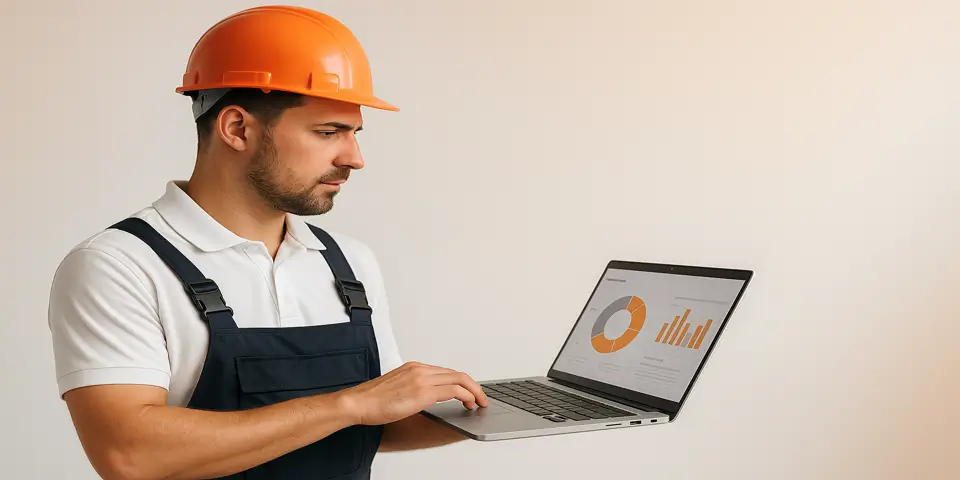 A professional reviewing a digital dashboard with data visualizations related to marketing performance.