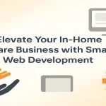 Modern banner layout showing digital care icons, website elements, and the blog title centered for visibility.