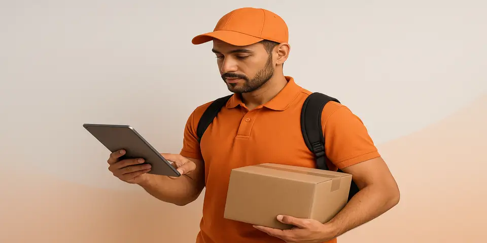 Person reviewing digital delivery analytics and performance dashboards on a device.