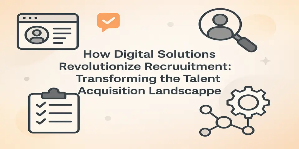 Digital recruitment concept with icons, modern design, and hiring-focused visuals supporting recruitment strategy messaging.
