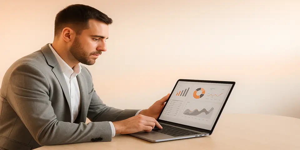 Warehouse manager using a digital interface to track stock levels and coordinate supply activities.
