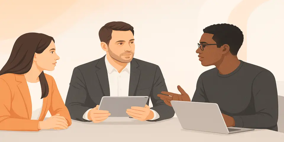 Warehouse operations staff reviewing digital tools to enhance wholesale distribution and logistics management.