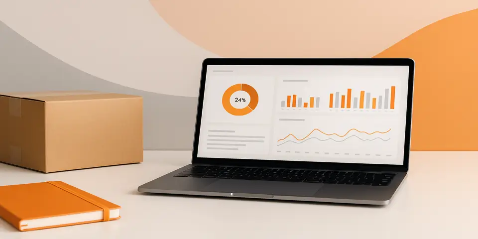 Analytics dashboard tracking warehouse logistics performance and delivery metrics.