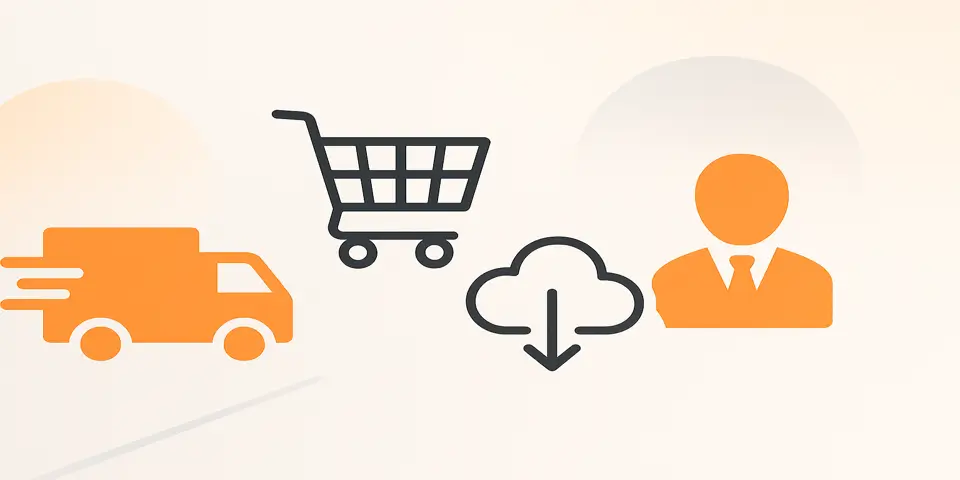 Abstract warehouse and logistics icons representing innovation in supply workflows and digital efficiency.