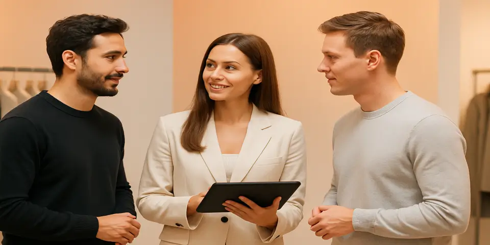 Retail team collaborating on digital transformation strategies to improve store performance and customer experience.