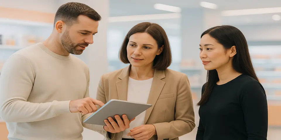 Modern retail tech devices including POS terminals and smart digital tools used for innovative retail operations.