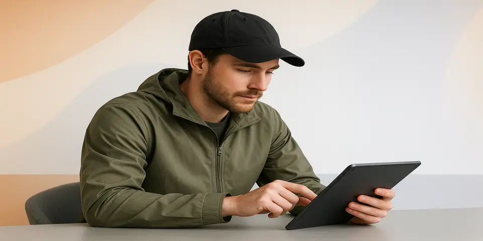 Professional analyzing product marketing performance using digital outdoor product insights.