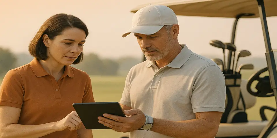 Team collaboration planning digital strategies to enhance golf course marketing and member engagement.