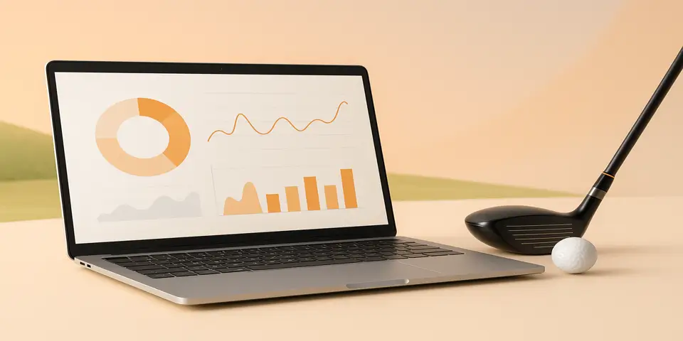 Golf equipment and digital technology tools symbolizing smarter marketing and improved customer engagement.