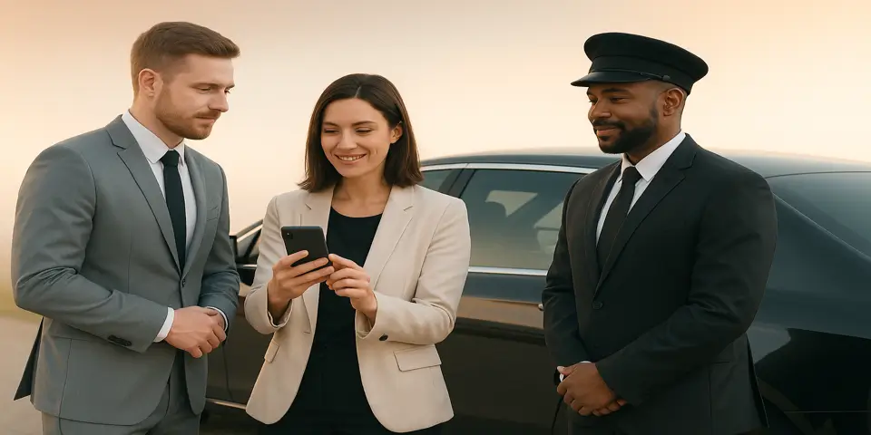 Team collaborating to implement AI-powered strategies for luxury transportation growth.