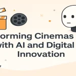 Transforming cinemas through AI-powered digital innovation with modern film and technology elements