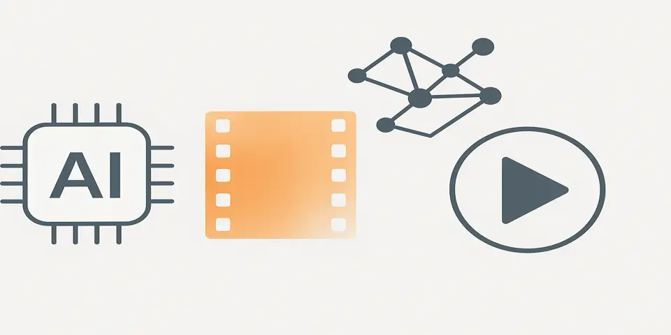 Abstract cinematic technology elements symbolizing AI transformation in modern movie theatres