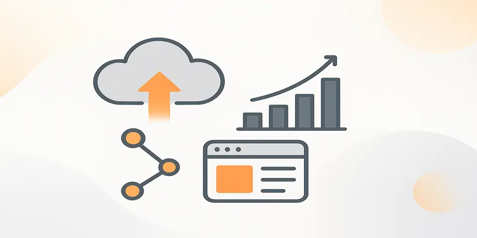 Abstract cloud computing and growth analytics visuals illustrating digital transformation strategy