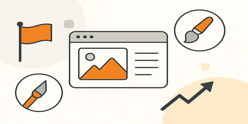 Abstract digital gradient background with clean interface shapes representing creative web development trends