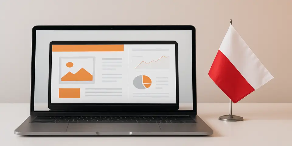 User interface elements including layout grids and modern website structure blocks showing digital development workflow