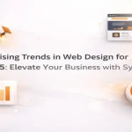 Modern web design trends visual representing innovation, digital growth, and future ready business websites