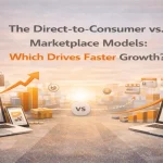 Comparison of direct to consumer and marketplace e commerce models with growth indicators
