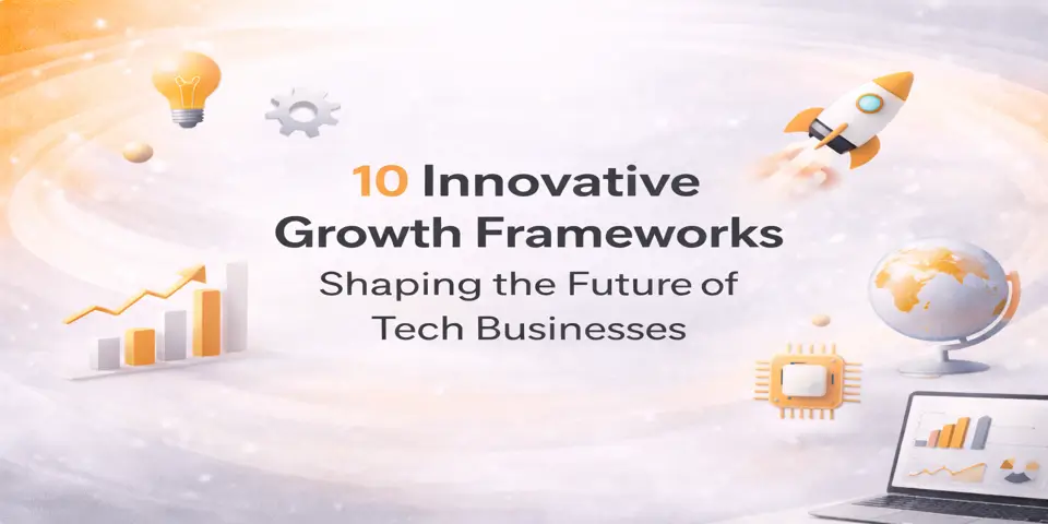 A modern representation of strategic frameworks driving tech business growth.