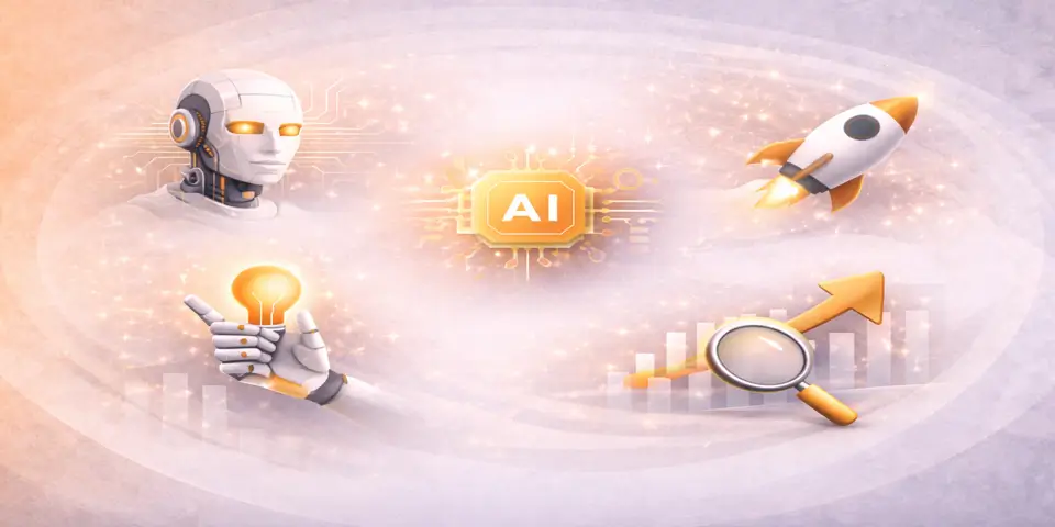 Abstract artificial intelligence innovation concepts for tech leadership