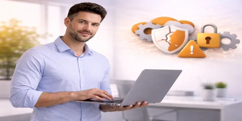 IT professional monitoring SaaS system security to prevent weak infrastructure risks