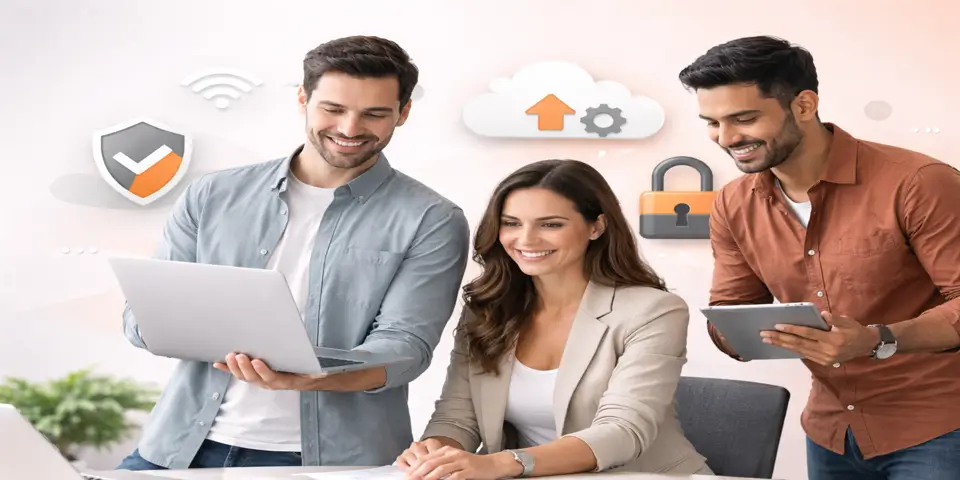 SaaS IT team collaborating on cloud infrastructure security and platform optimization