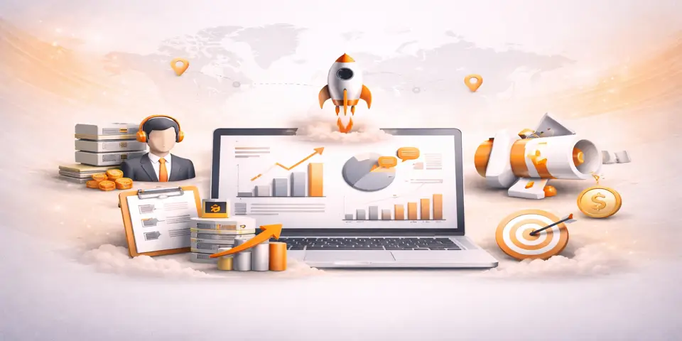 SaaS analytics dashboard showing growth driven by outsourcing strategies