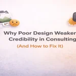 poor website design weakening credibility in consulting with error and warning visuals