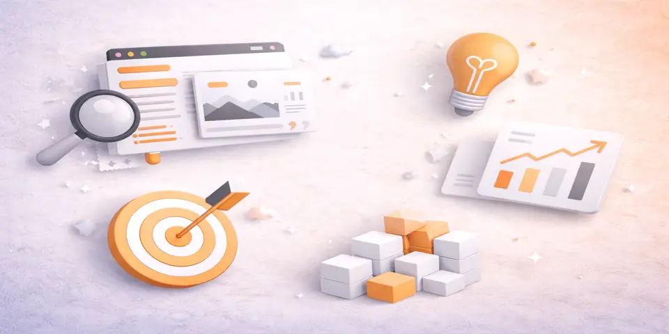 Featured image showcasing the latest web design trends in the consulting sector, including UI elements, analytics visuals, and modern digital concepts.