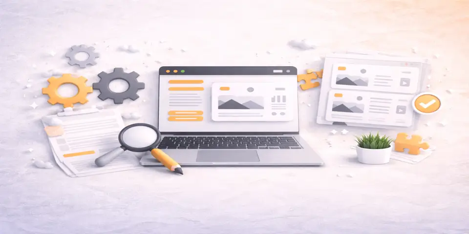 laptop showing custom website and template design comparison for consulting firms