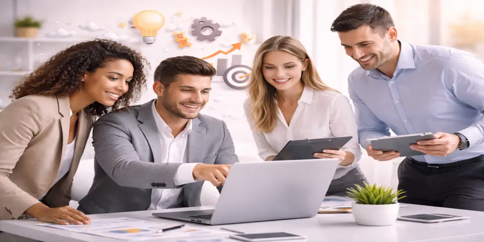 team collaborating on future web design strategies for consulting growth