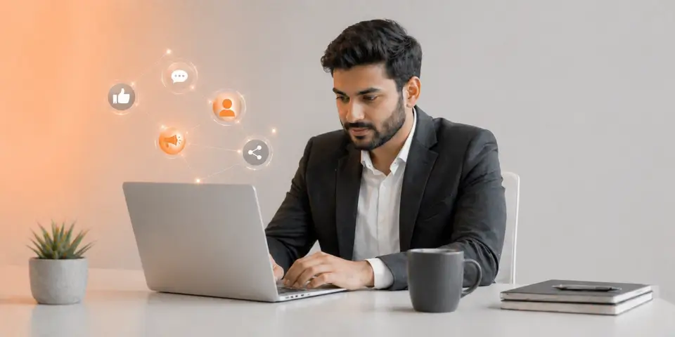 professional consultant managing social media strategy and digital audience engagement