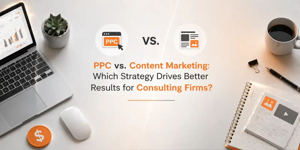 PPC vs content marketing for consulting firms featured strategy comparison banner