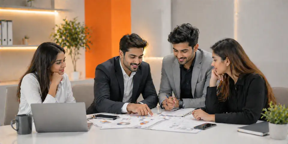consulting team discussing digital marketing strategy ideas for accelerated business growth