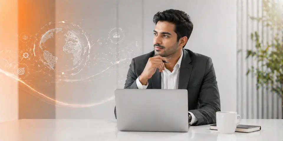professional consultant using AI insights to lead business transformation and consulting innovation