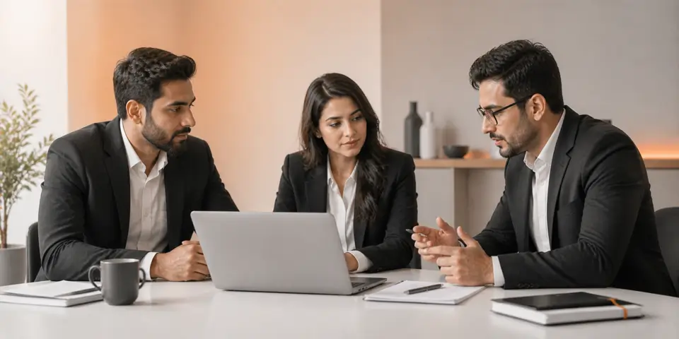 consulting team discussing AI adoption challenges and business growth slowdown in consulting firms