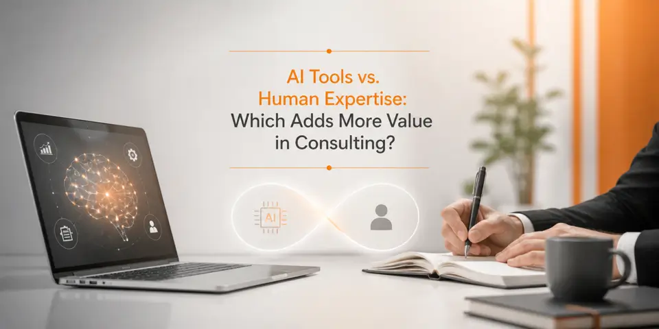 AI tools vs human expertise consulting comparison featured banner for business decision making