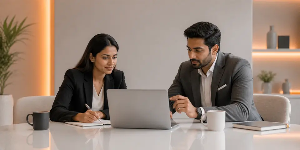 consulting team discussing AI tools versus human expertise for better business decision making