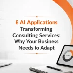 8 AI applications transforming consulting services with modern AI business technology visuals