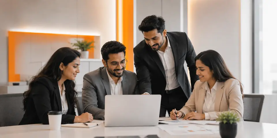 Consulting team collaborating on IT infrastructure and digital transformation strategies