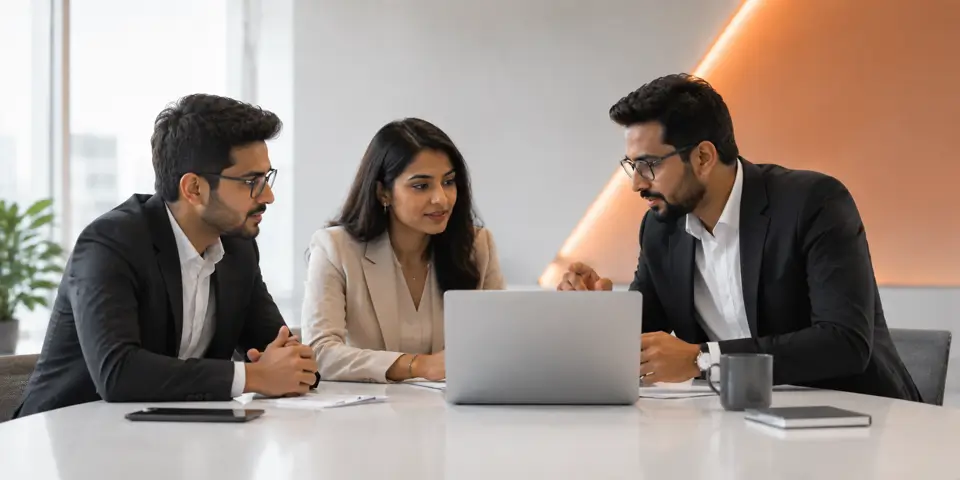 Consulting professionals collaborating on future IT adoption and digital transformation strategies
