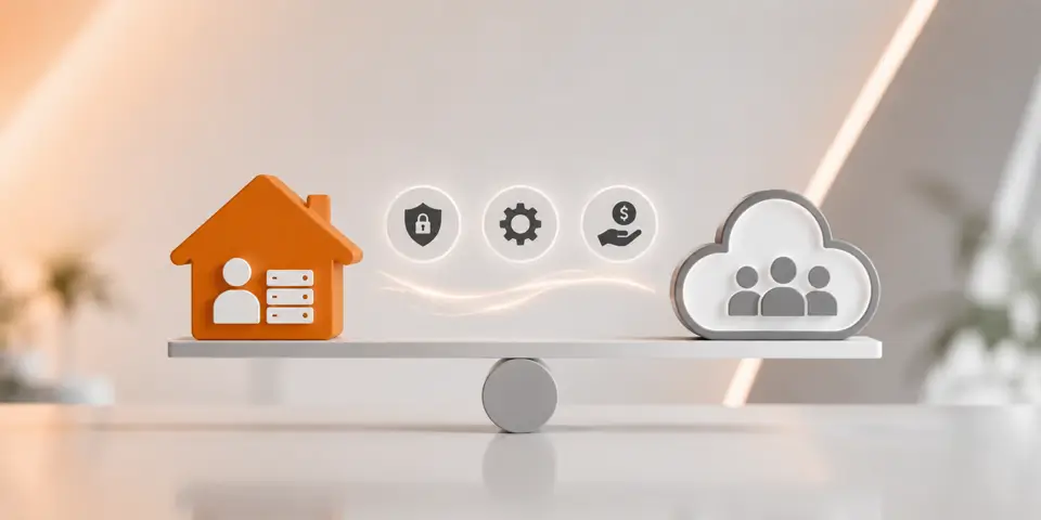 Minimal technology icons representing in-house IT and managed IT consulting solutions
