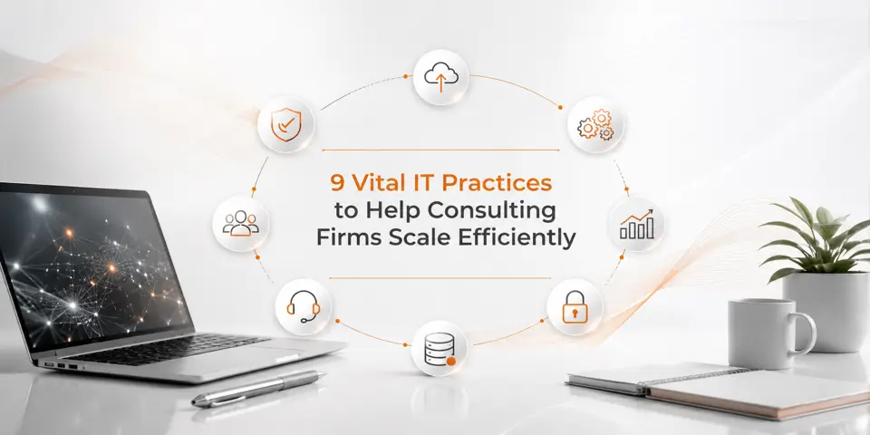 Modern IT consulting practices visual with scalable business technology elements
