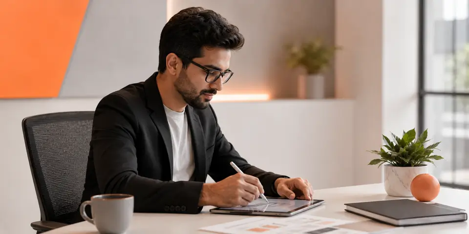 Professional UX/UI designer creating corporate website growth strategies