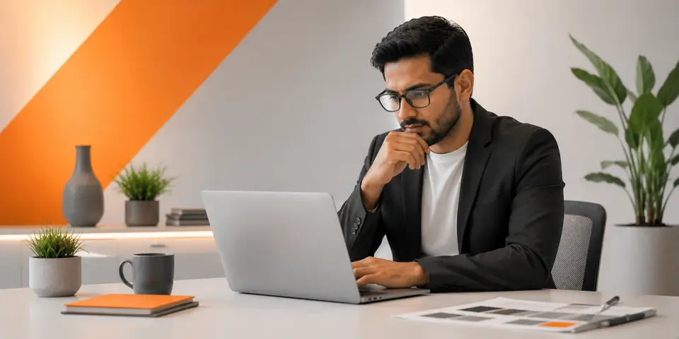 Corporate web designer creating modern digital experiences for business websites