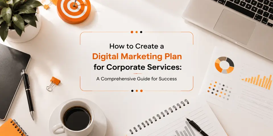 Digital marketing planning strategy for corporate service businesses with modern analytics and branding