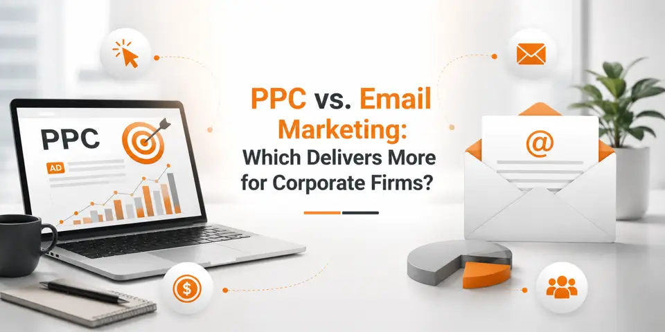 Corporate marketing comparison between PPC advertising and email marketing for business growth