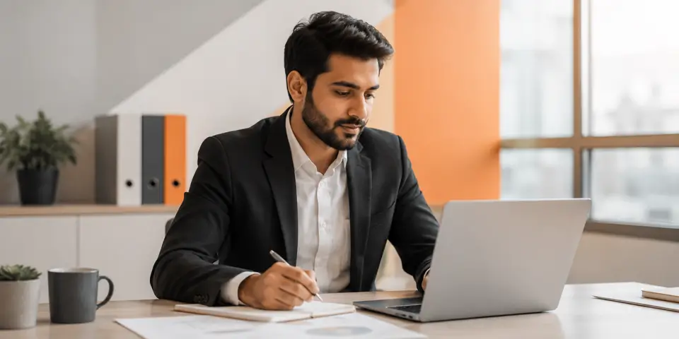 Corporate marketing professional developing digital marketing strategies to accelerate business growth